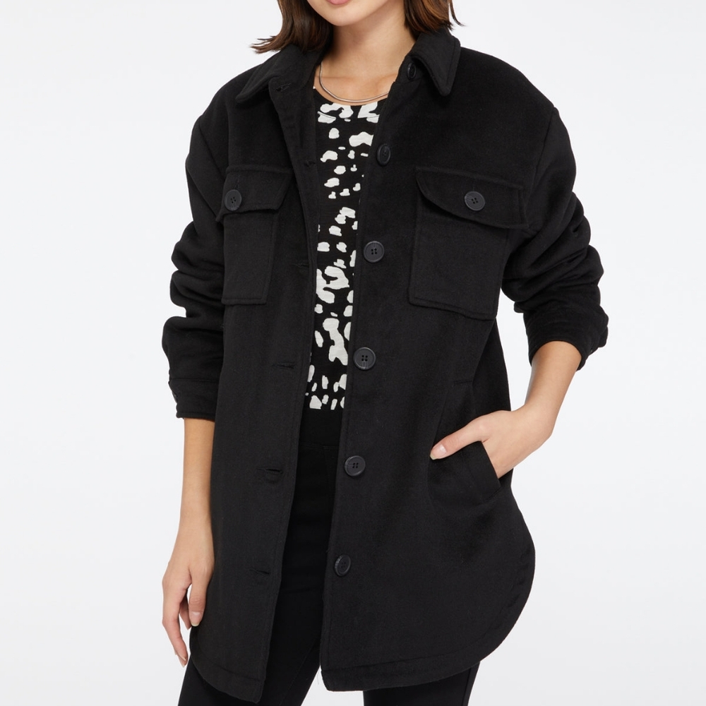 XL Black Sanactuary Wool Shirt Jacket
